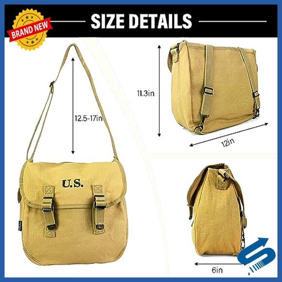 Vintage Canvas Messenger Bag Tactical Military Crossbody Satchel Haversack - Picture 4 of 7